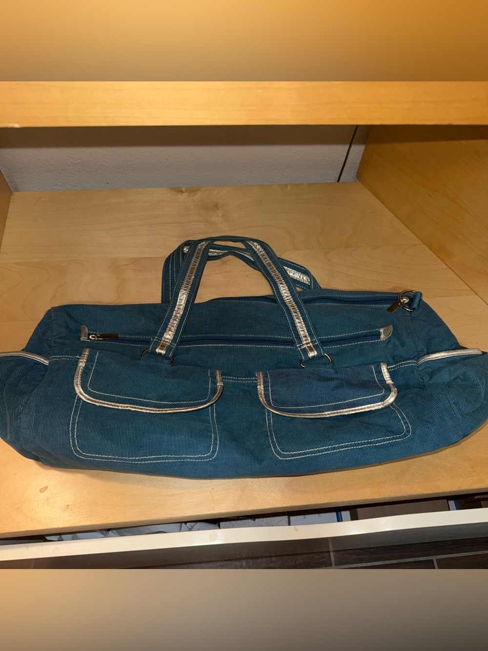 Teal Canvas Womens Velvet Velour Weekend Tote Bag